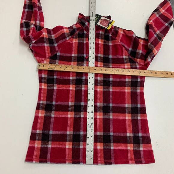 Eddie Bauer Venture Sweater Womens S Small Dark Berry Plaid Quarter Zip Fleece - Picture 8 of 16